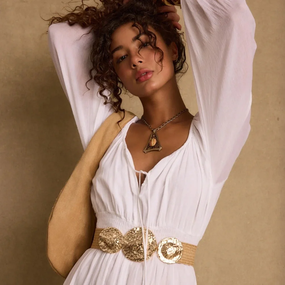 Danika White Linen Maxi Dress - Picture 5 of 6